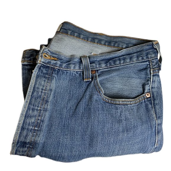 Levi's 501 Straight Leg Button Fly Mens Jeans Tag W42 L32 Blue Straight -W42xL - Picture 10 of 12